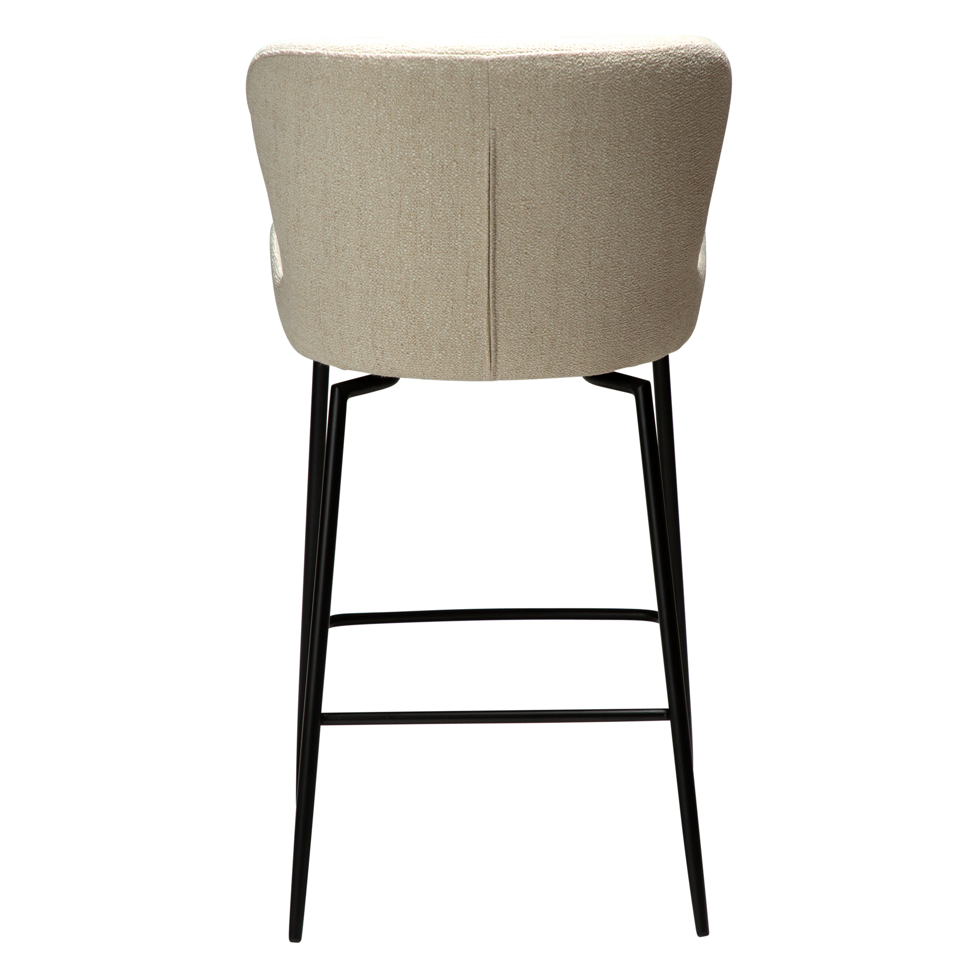 [var:Bezug=Einfacher beiger Bouclé-Stoff mit schwarzen Schwenkbeinen] GLAM Dreh-Thekenhocker