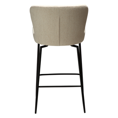 [var:Bezug=Einfacher beiger Bouclé-Stoff mit schwarzen Schwenkbeinen] GLAM Dreh-Thekenhocker