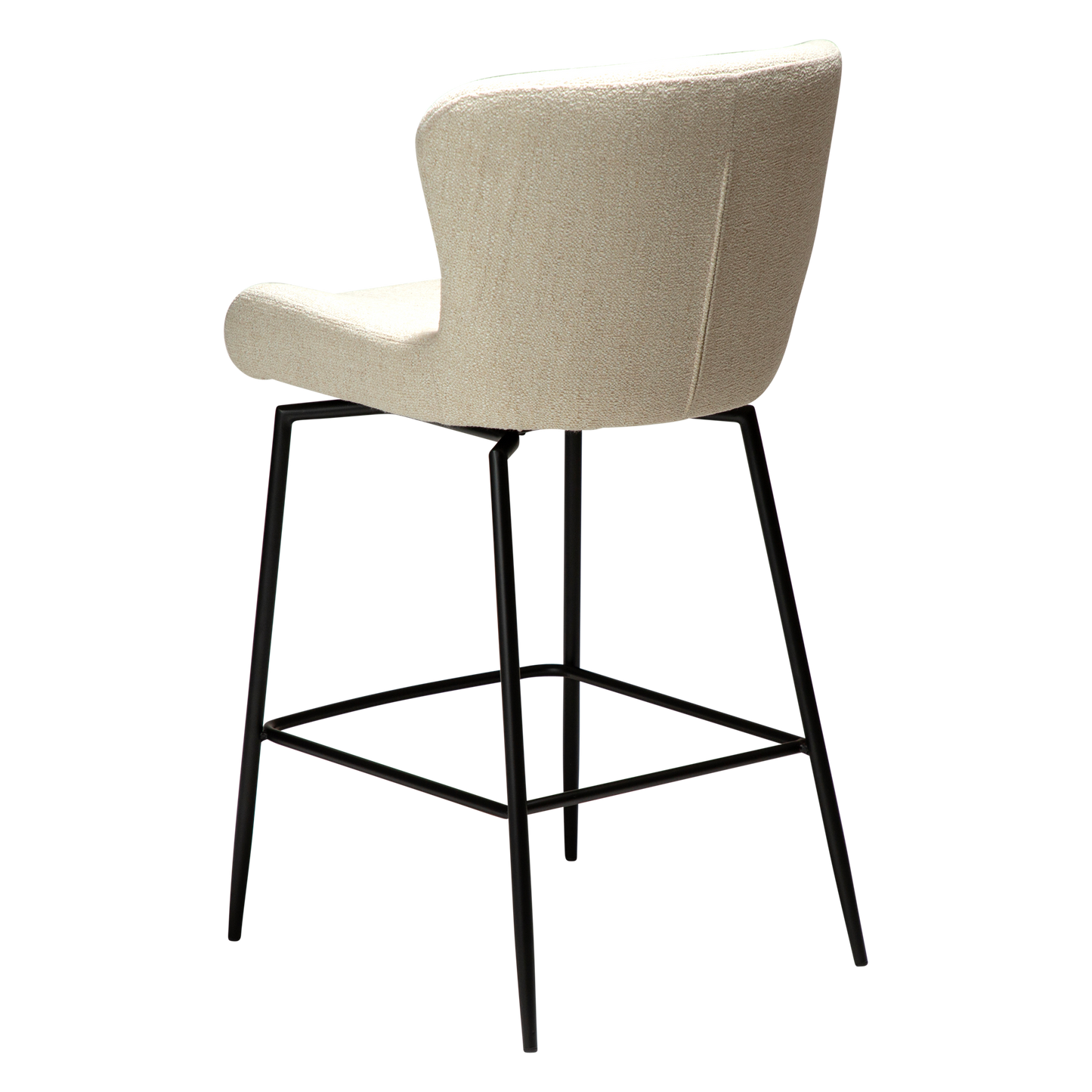 [var:Bezug=Einfacher beiger Bouclé-Stoff mit schwarzen Schwenkbeinen] GLAM Dreh-Thekenhocker