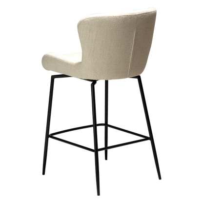 [var:Bezug=Einfacher beiger Bouclé-Stoff mit schwarzen Schwenkbeinen] GLAM Dreh-Thekenhocker