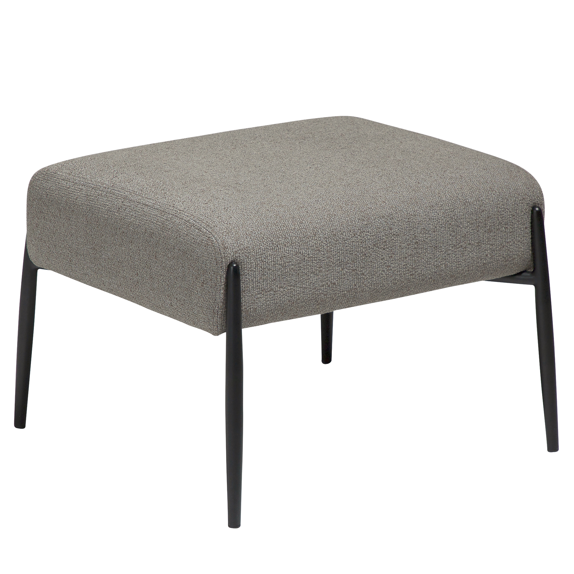 [var:Bezug=Kiesel Erde Bouclé mit schwarzen Metallbeinen] GLAM Fußhocker