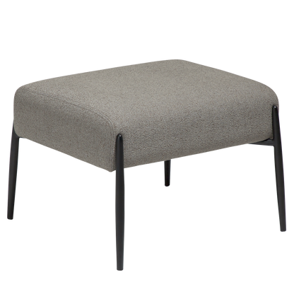 [var:Bezug=Kiesel Erde Bouclé mit schwarzen Metallbeinen] GLAM Fußhocker