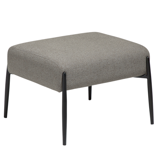 [var:Bezug=Kiesel Erde Bouclé mit schwarzen Metallbeinen] GLAM Fußhocker