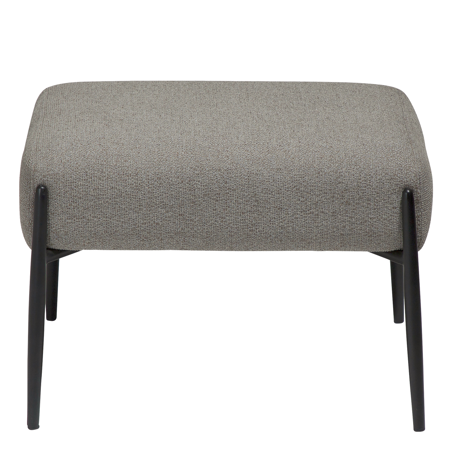 [var:Bezug=Kiesel Erde Bouclé mit schwarzen Metallbeinen] GLAM Fußhocker