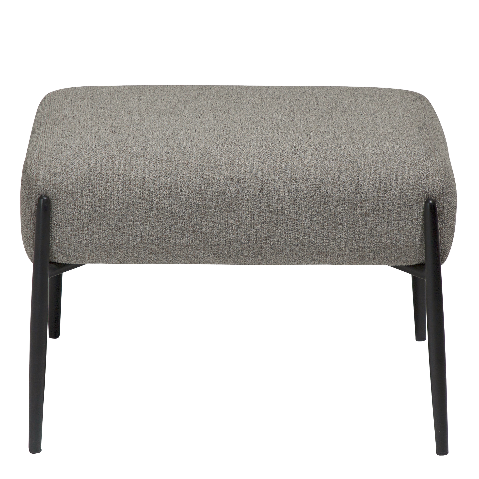 [var:Bezug=Kiesel Erde Bouclé mit schwarzen Metallbeinen] GLAM Fußhocker