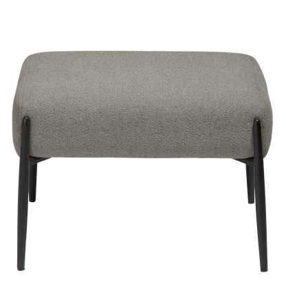 [var:Bezug=Kiesel Erde Bouclé mit schwarzen Metallbeinen] GLAM Fußhocker