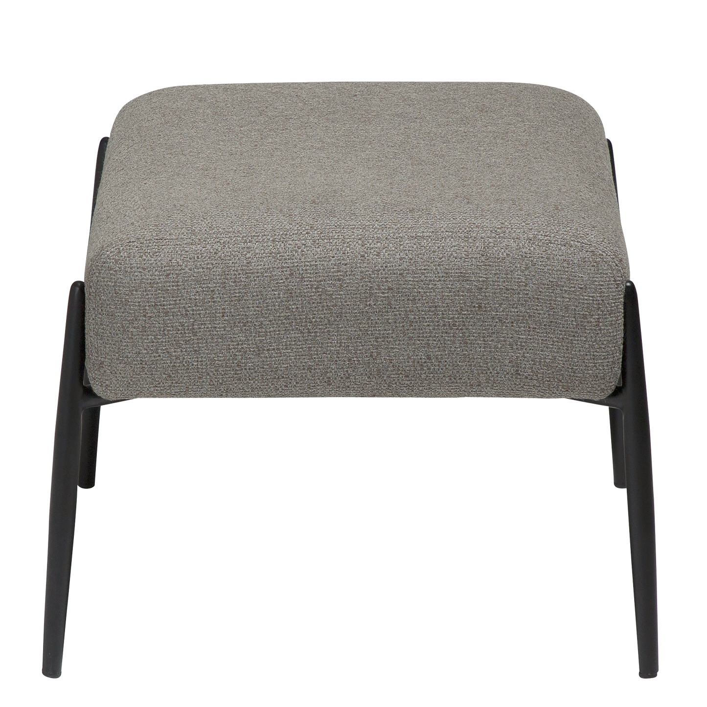 [var:Bezug=Kiesel Erde Bouclé mit schwarzen Metallbeinen] GLAM Fußhocker