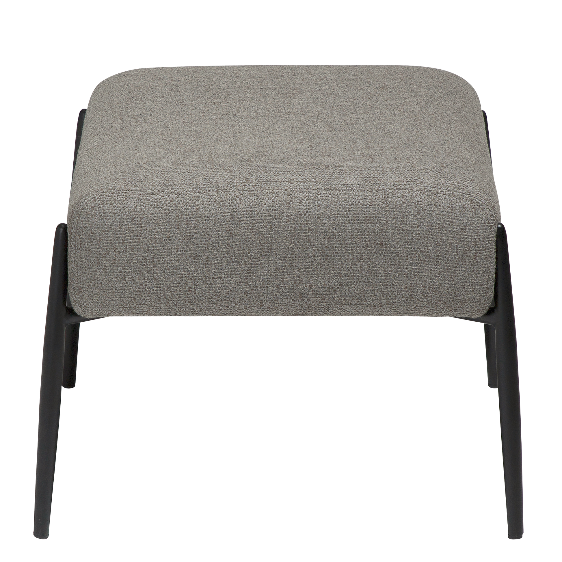 [var:Bezug=Kiesel Erde Bouclé mit schwarzen Metallbeinen] GLAM Fußhocker