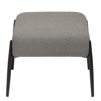 [var:Bezug=Kiesel Erde Bouclé mit schwarzen Metallbeinen] GLAM Fußhocker