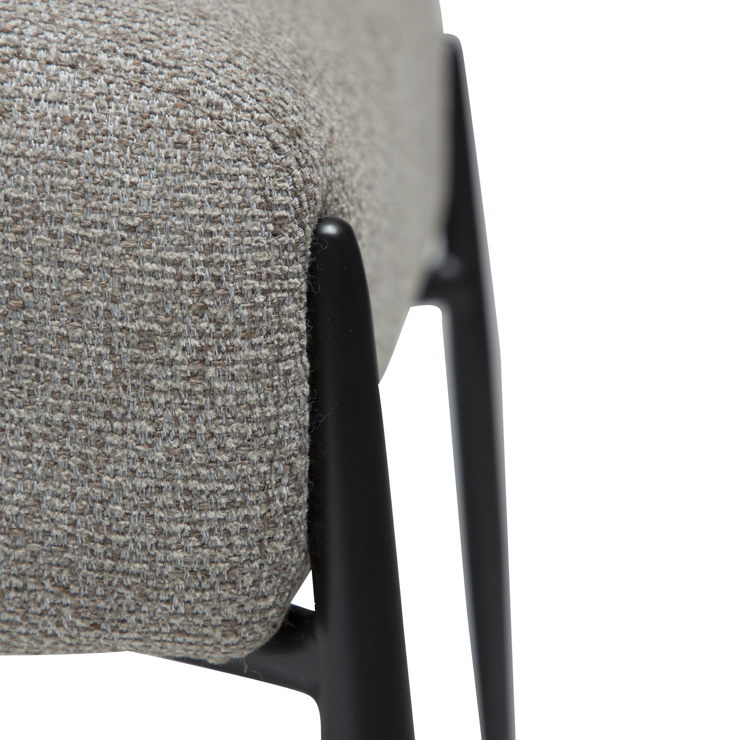 [var:Bezug=Kiesel Erde Bouclé mit schwarzen Metallbeinen] GLAM Fußhocker