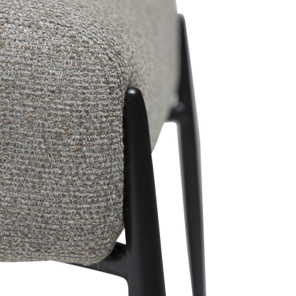 [var:Bezug=Kiesel Erde Bouclé mit schwarzen Metallbeinen] GLAM Fußhocker