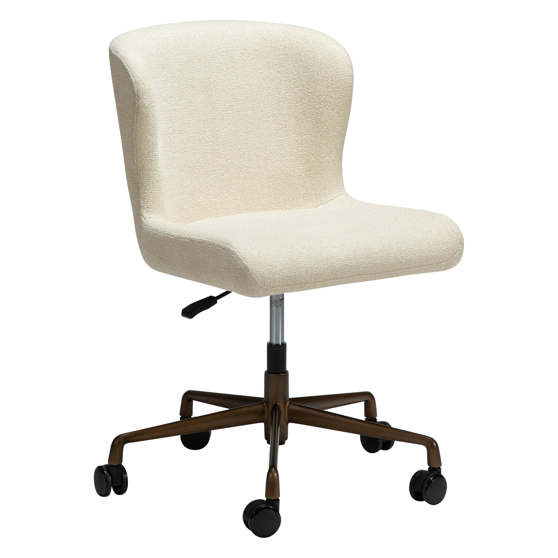 [var:Bezug=Frosted Almond Bouclé-Stoff mit antiker Messing-Bürobasis] GLAM Bürostuhl