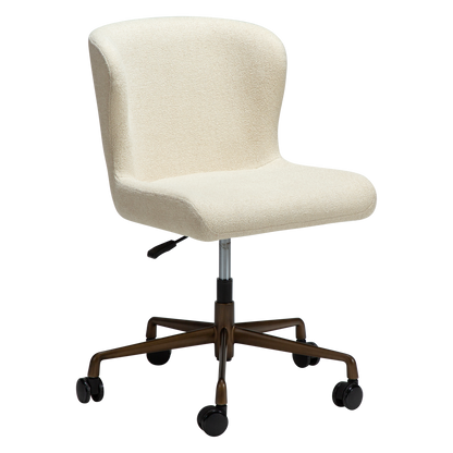 [var:Bezug=Frosted Almond Bouclé-Stoff mit antiker Messing-Bürobasis] GLAM Bürostuhl