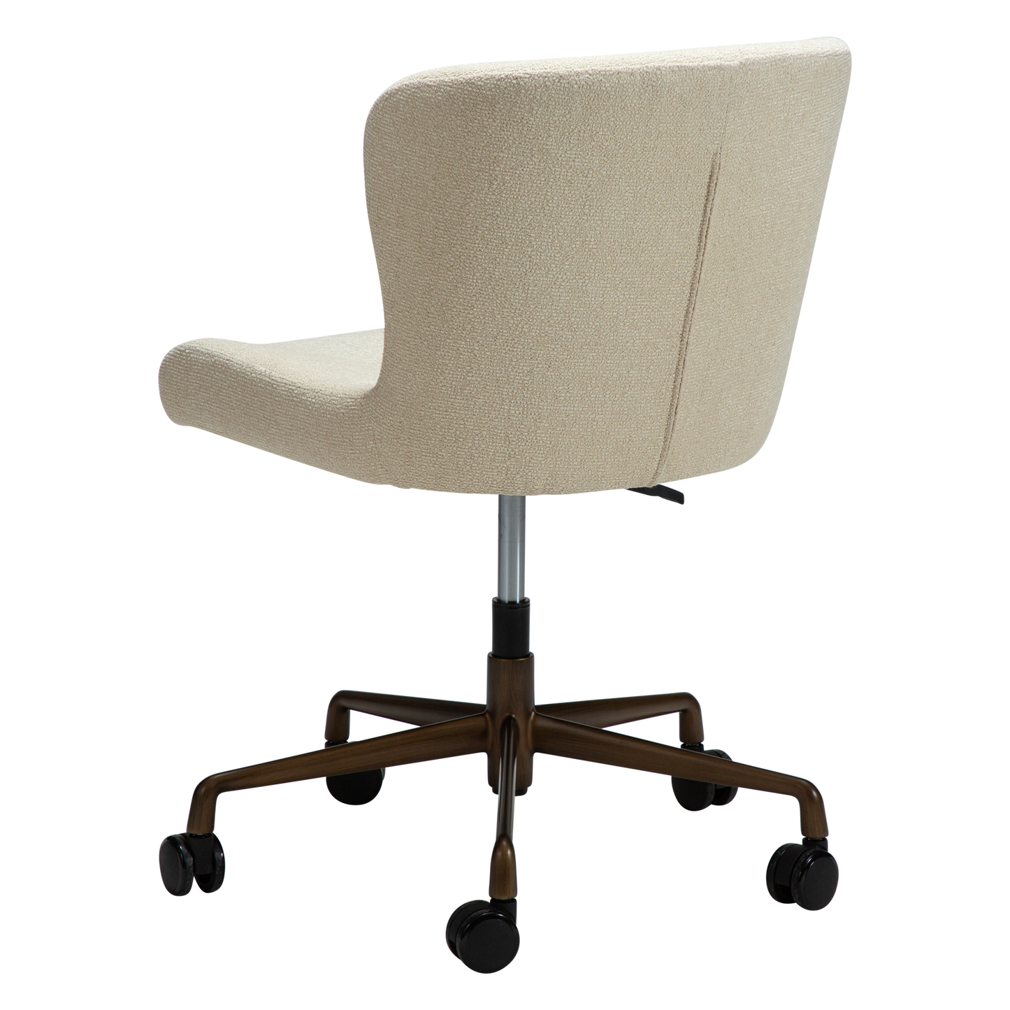 [var:Bezug=Frosted Almond Bouclé-Stoff mit antiker Messing-Bürobasis] GLAM Bürostuhl