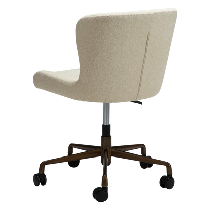[var:Bezug=Frosted Almond Bouclé-Stoff mit antiker Messing-Bürobasis] GLAM Bürostuhl