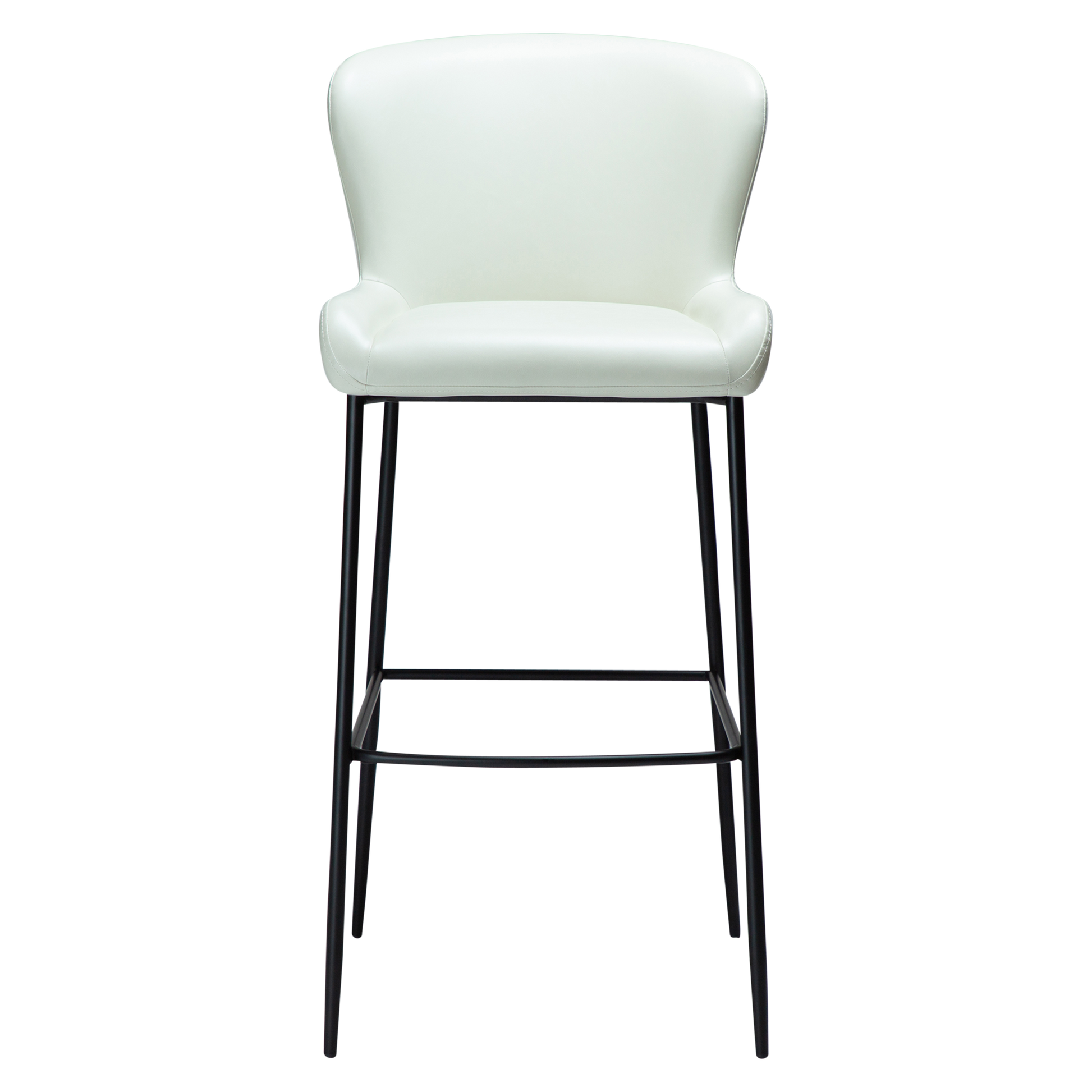 [var:Bezug=Knochenweißes Kunstleder mit schwarzen Beinen] GLAMOURÖSER Barhocker