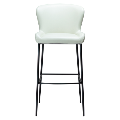[var:Bezug=Knochenweißes Kunstleder mit schwarzen Beinen] GLAMOURÖSER Barhocker