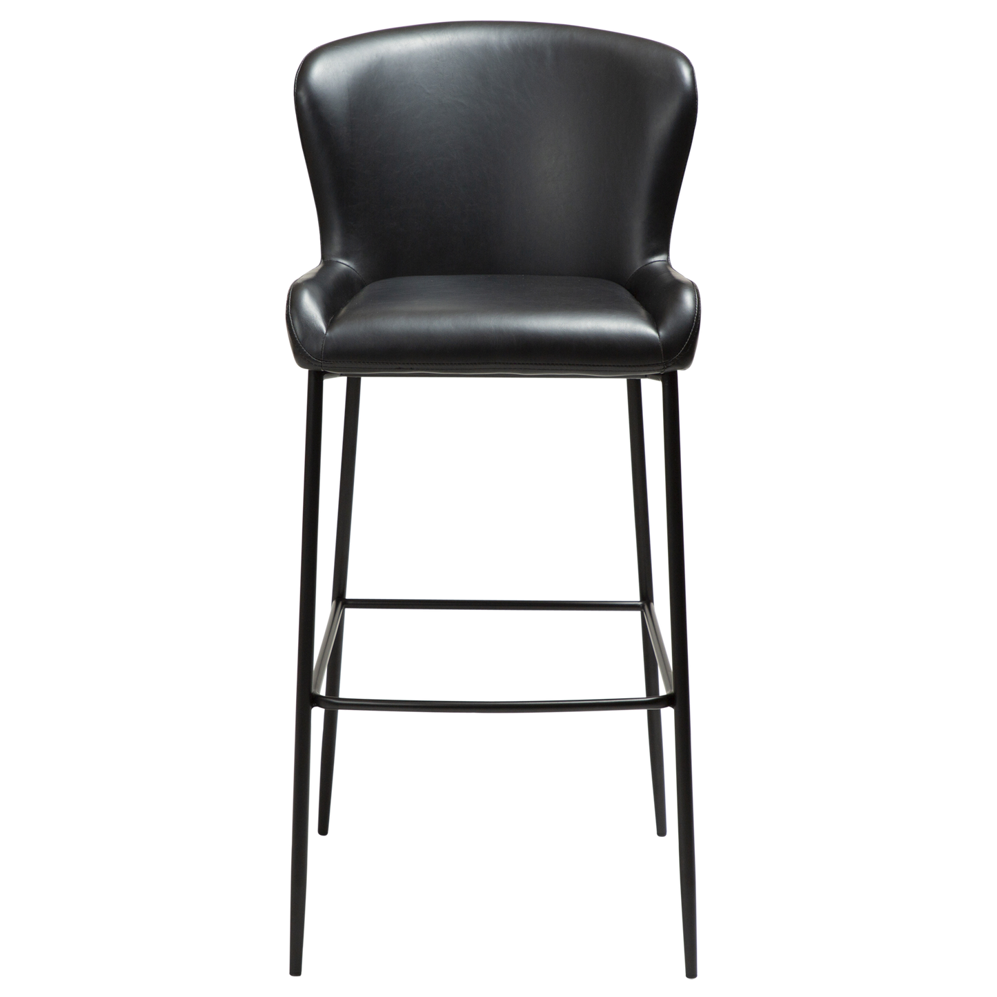 [var:Bezug=Vintage schwarzes Kunstleder mit schwarzen Beinen] GLAMOURÖSER Barhocker