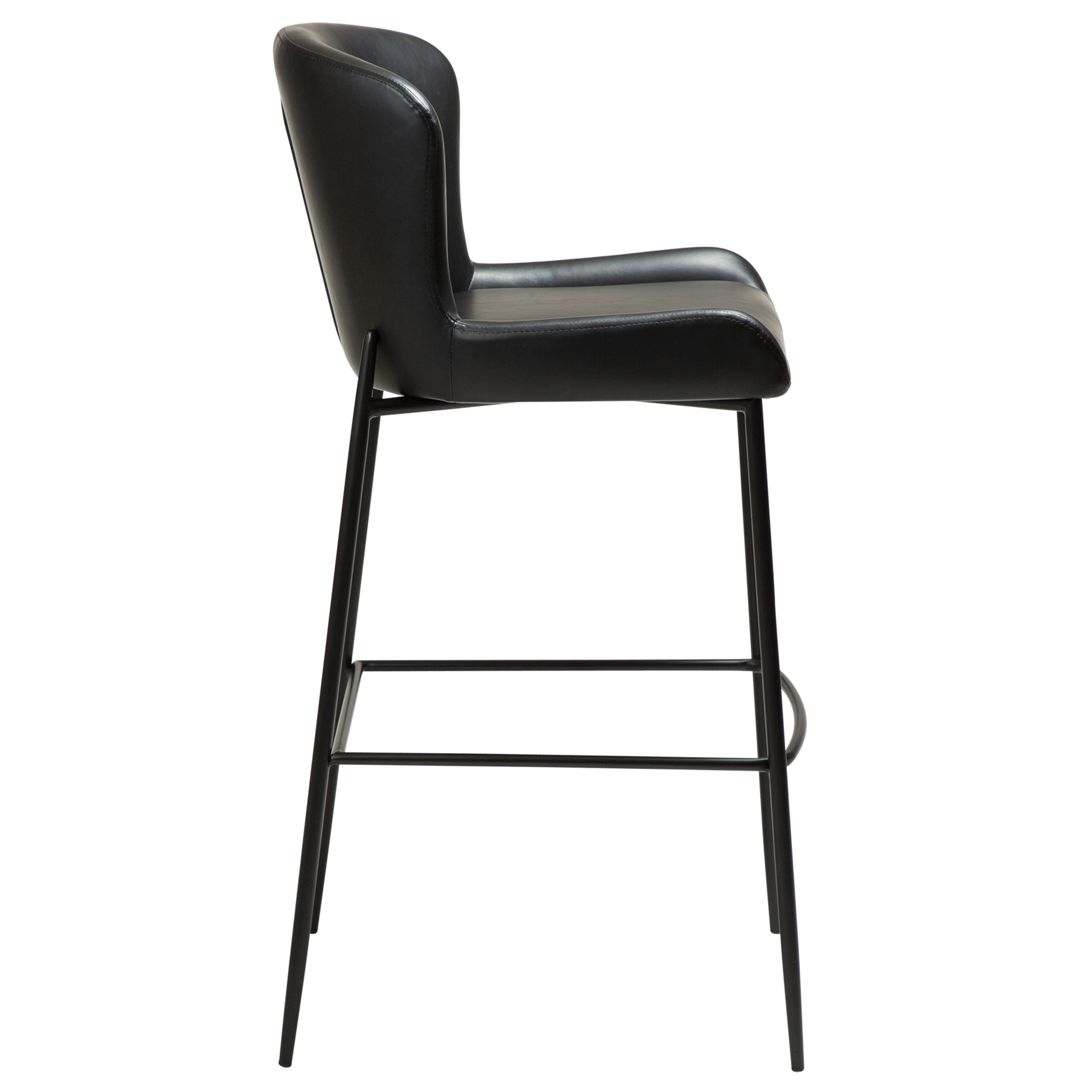 [var:Bezug=Vintage schwarzes Kunstleder mit schwarzen Beinen] GLAMOURÖSER Barhocker