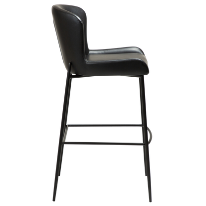 [var:Bezug=Vintage schwarzes Kunstleder mit schwarzen Beinen] GLAMOURÖSER Barhocker