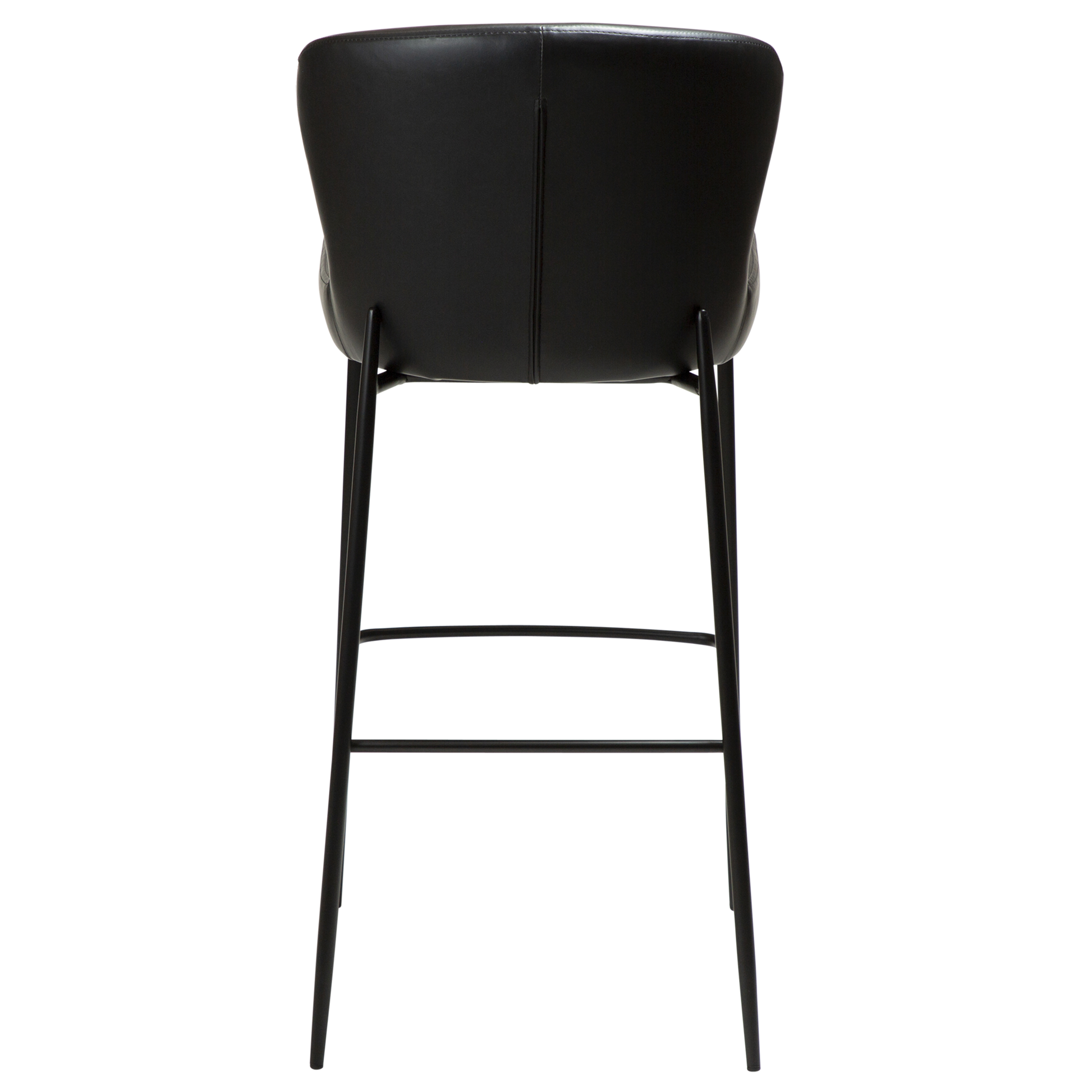 [var:Bezug=Vintage schwarzes Kunstleder mit schwarzen Beinen] GLAMOURÖSER Barhocker