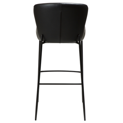 [var:Bezug=Vintage schwarzes Kunstleder mit schwarzen Beinen] GLAMOURÖSER Barhocker