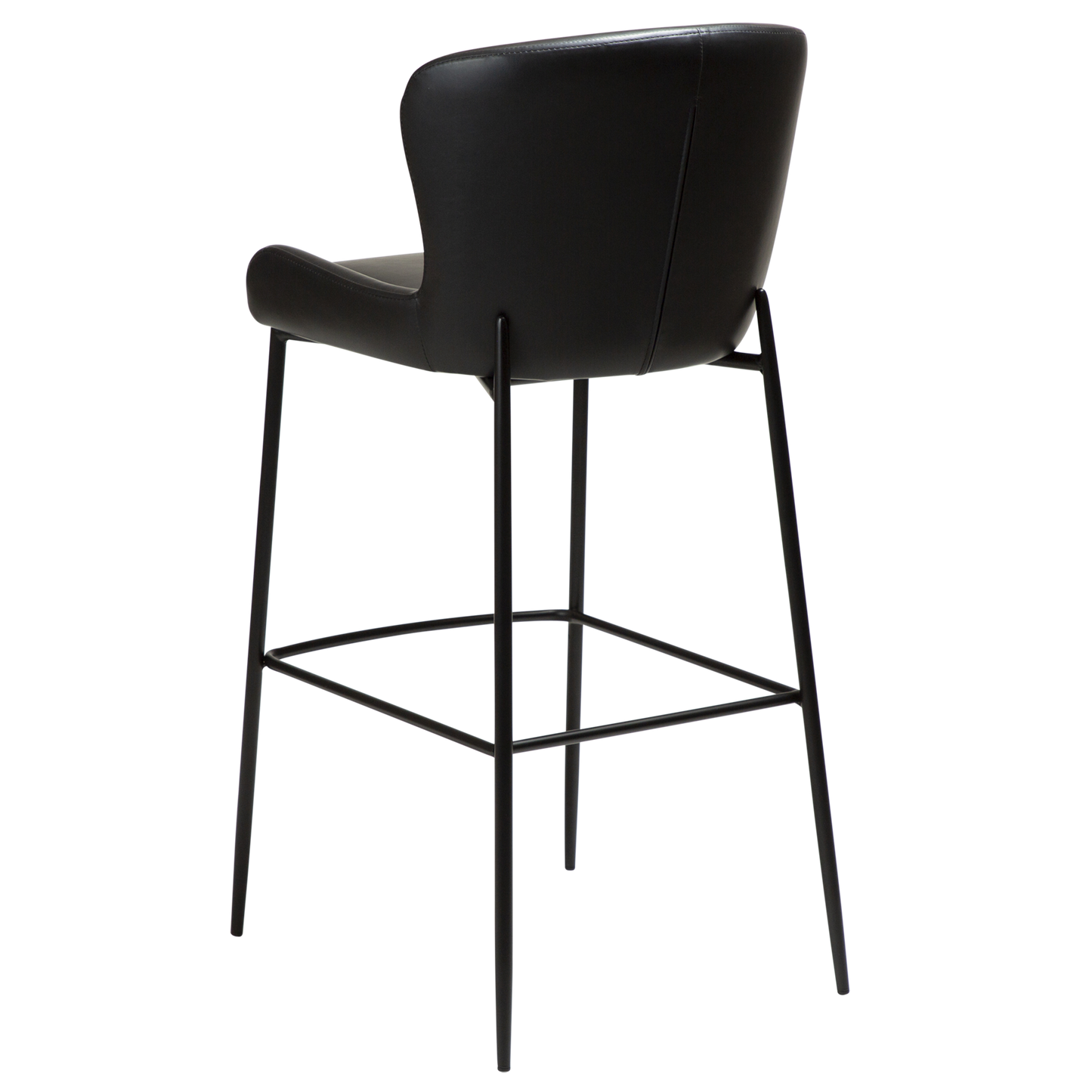 [var:Bezug=Vintage schwarzes Kunstleder mit schwarzen Beinen] GLAMOURÖSER Barhocker