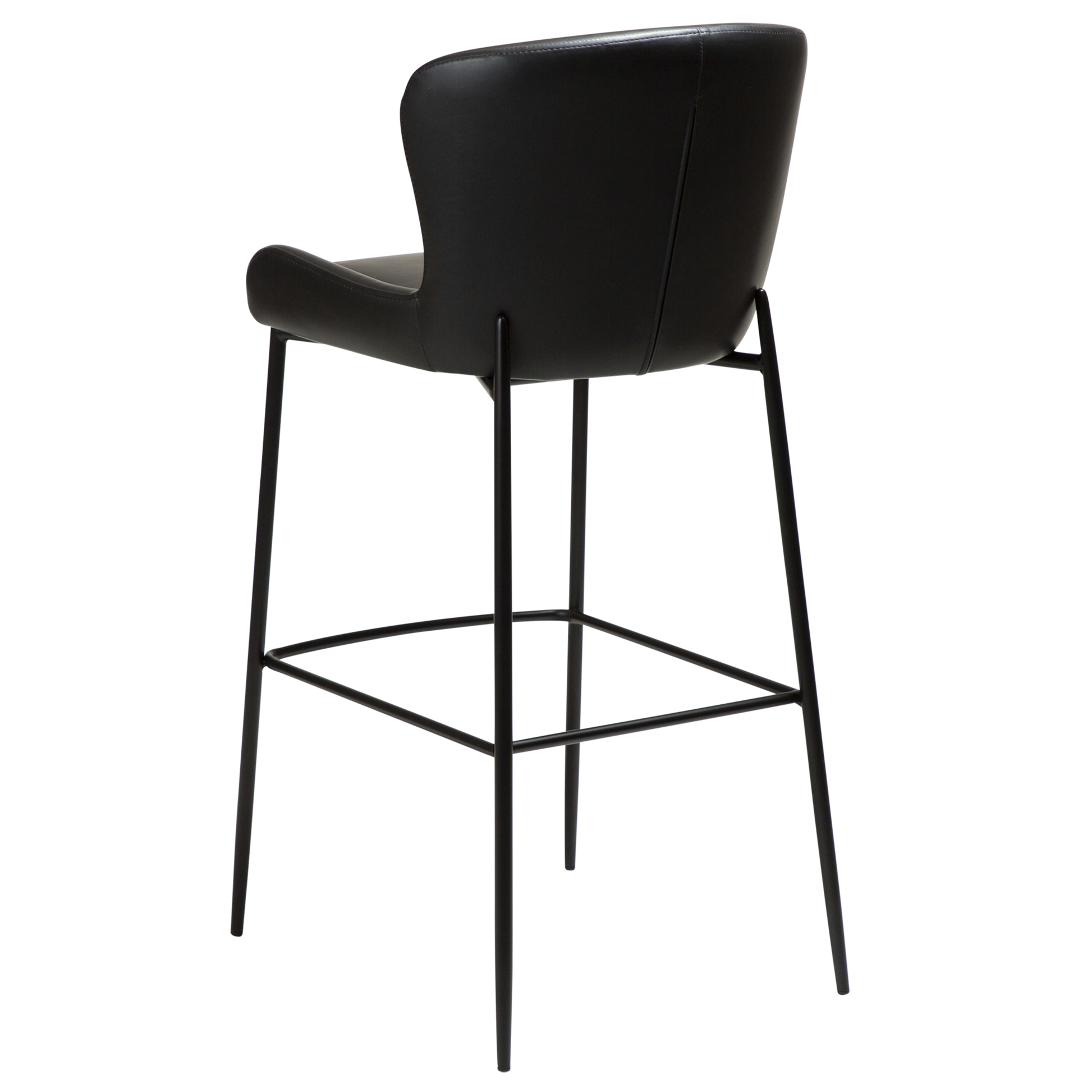 [var:Bezug=Vintage schwarzes Kunstleder mit schwarzen Beinen] GLAMOURÖSER Barhocker