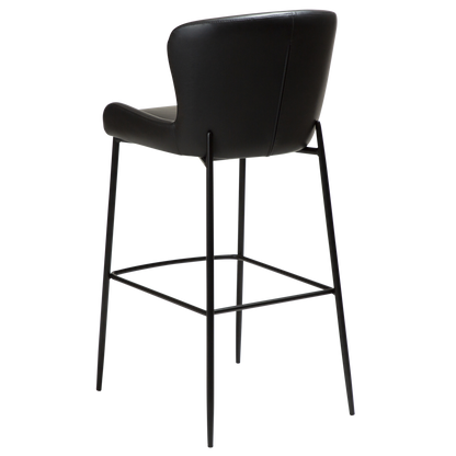 [var:Bezug=Vintage schwarzes Kunstleder mit schwarzen Beinen] GLAMOURÖSER Barhocker