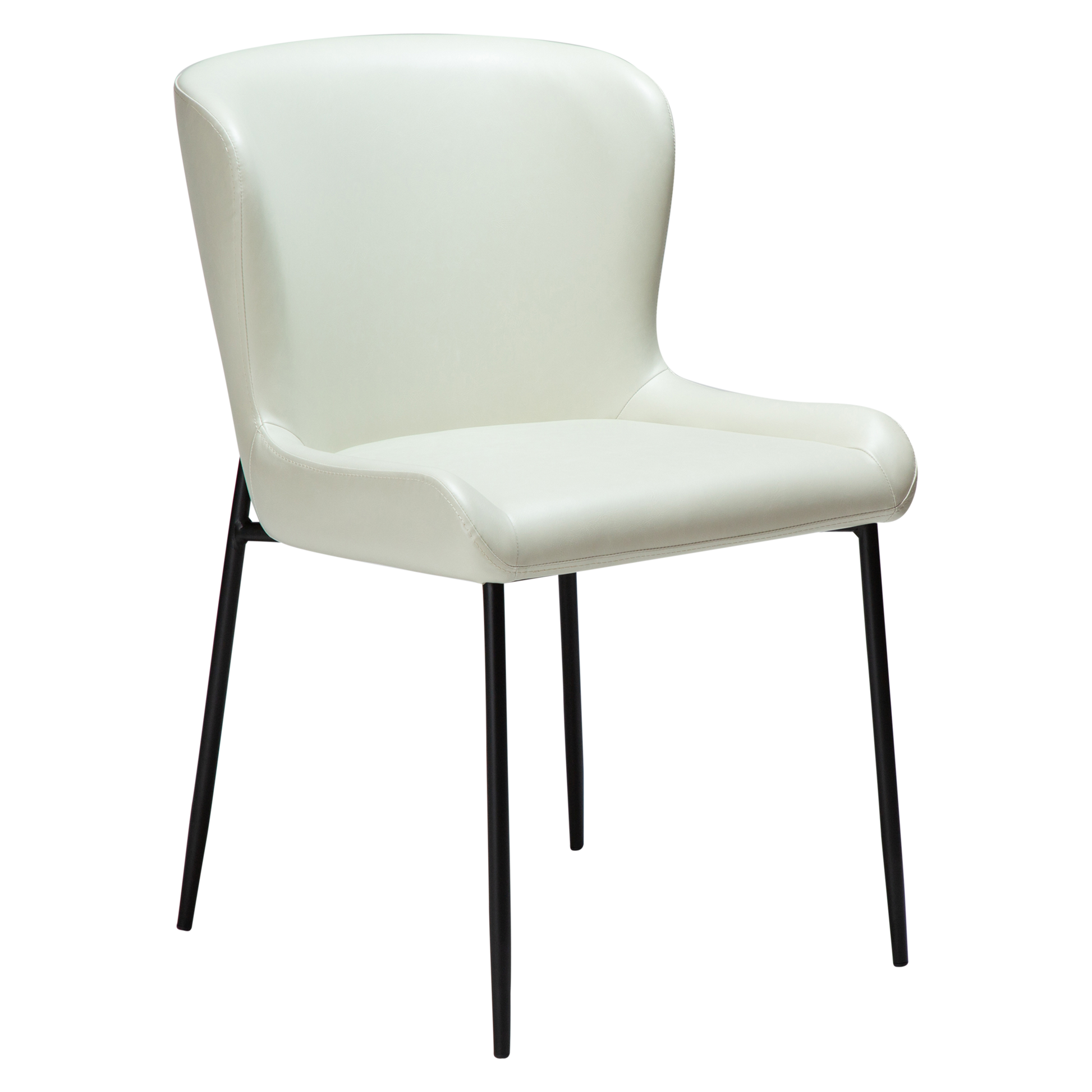 [var:Bezug=Knochenweißes Kunstleder mit schwarzen Beinen] GLAMOURÖSER Stuhl