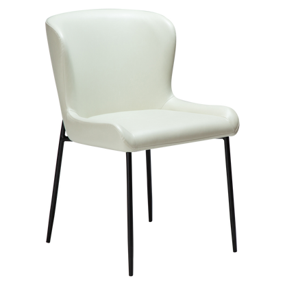 [var:Bezug=Knochenweißes Kunstleder mit schwarzen Beinen] GLAMOURÖSER Stuhl