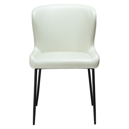 [var:Bezug=Knochenweißes Kunstleder mit schwarzen Beinen] GLAMOURÖSER Stuhl