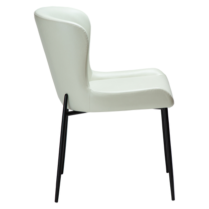 [var:Bezug=Knochenweißes Kunstleder mit schwarzen Beinen] GLAMOURÖSER Stuhl