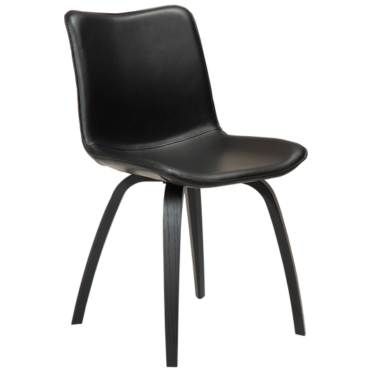 [var:Bezug=Vintage schwarzes Kunstleder mit schwarz gebeizten Eschenbeinen] GLEE Stuhl