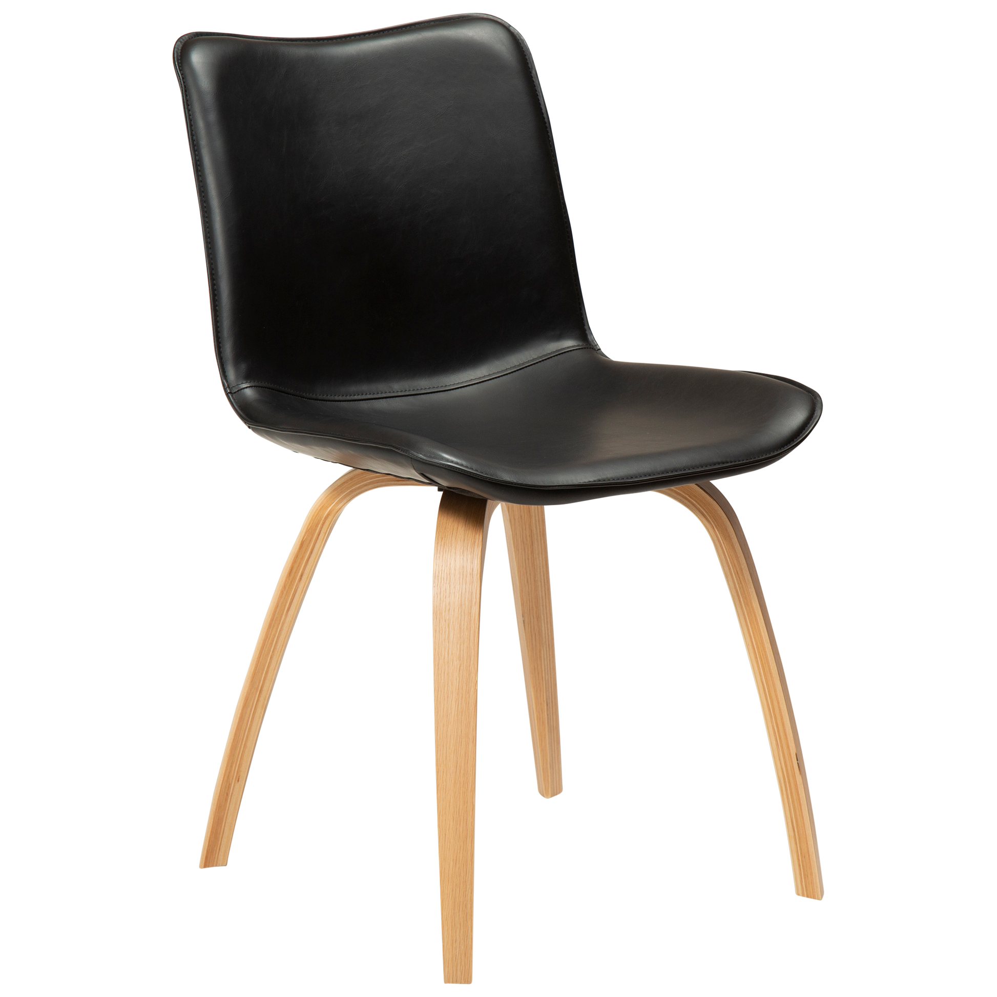 [var:Bezug=Vintage schwarzes Kunstleder mit Eichenbeinen] GLEE Stuhl