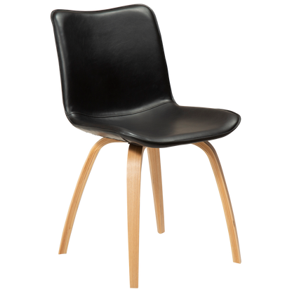 [var:Bezug=Vintage schwarzes Kunstleder mit Eichenbeinen] GLEE Stuhl