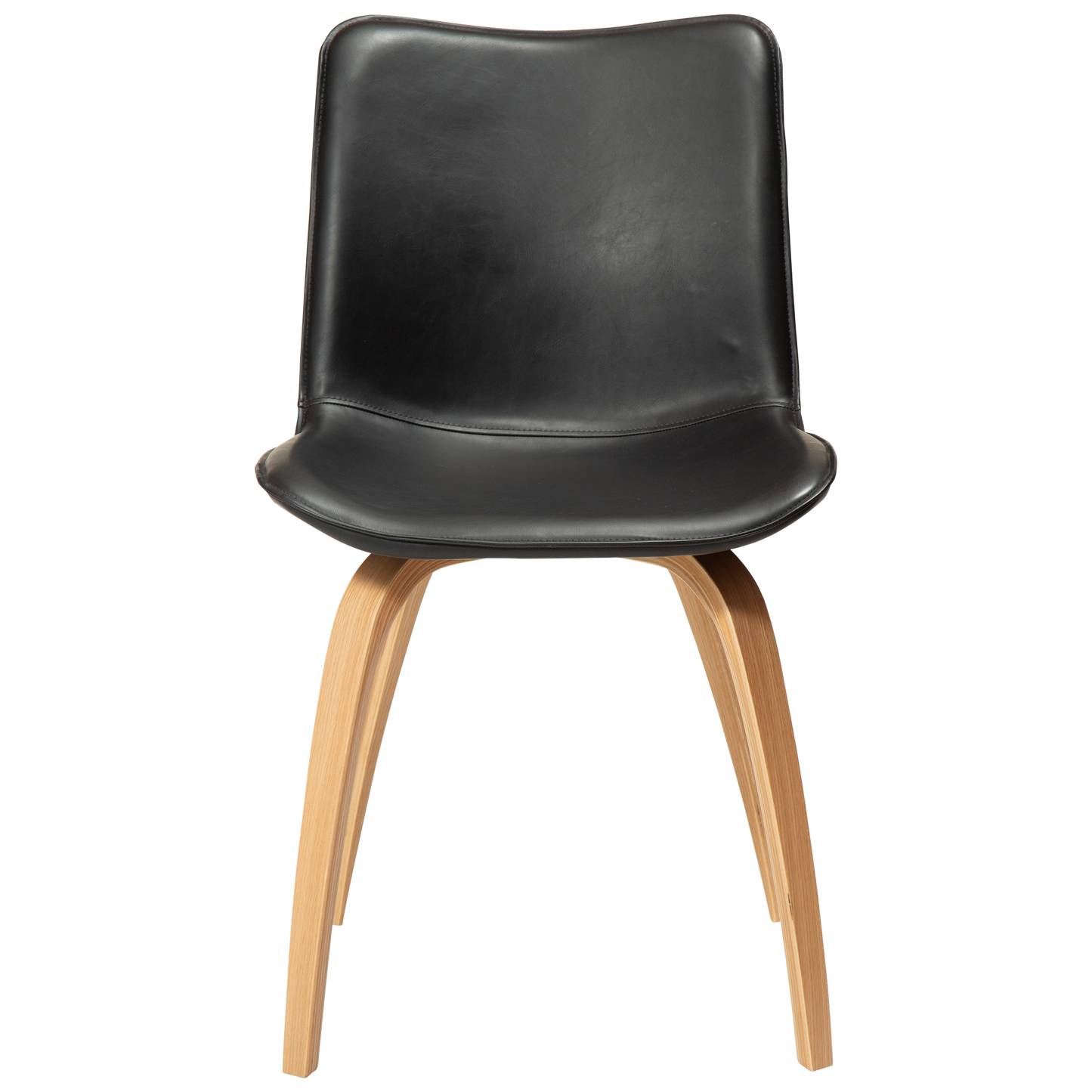 [var:Bezug=Vintage schwarzes Kunstleder mit Eichenbeinen] GLEE Stuhl