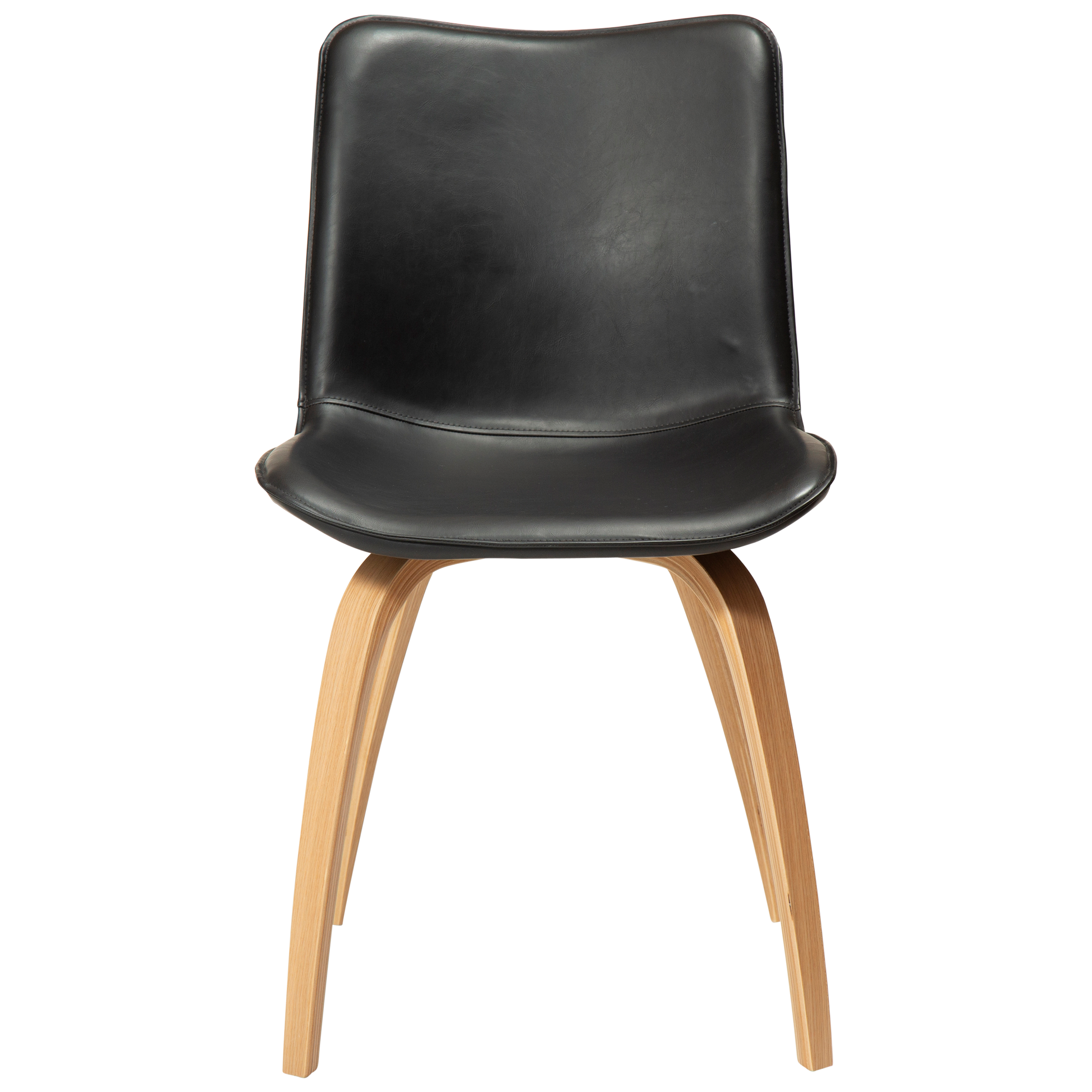 [var:Bezug=Vintage schwarzes Kunstleder mit Eichenbeinen] GLEE Stuhl