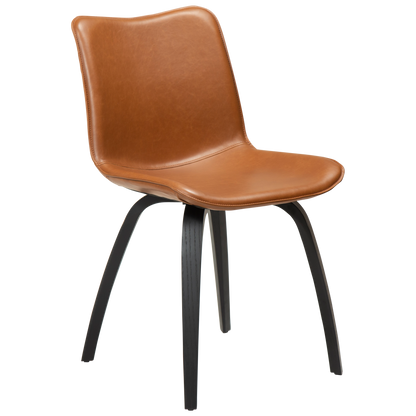 [var:Bezug=Vintage hellbraunes Kunstleder mit schwarz gebeizten Eschenbeinen] GLEE Stuhl