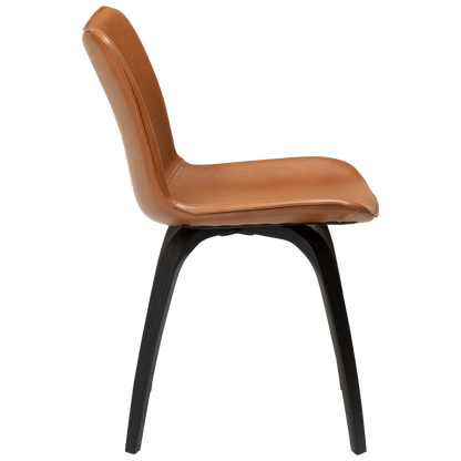 [var:Bezug=Vintage hellbraunes Kunstleder mit schwarz gebeizten Eschenbeinen] GLEE Stuhl