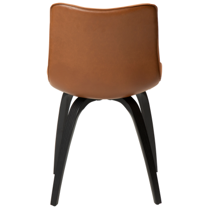 [var:Bezug=Vintage hellbraunes Kunstleder mit schwarz gebeizten Eschenbeinen] GLEE Stuhl