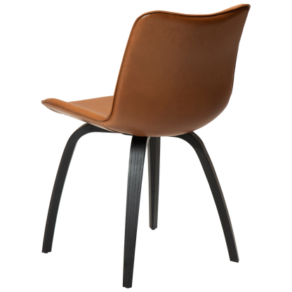 [var:Bezug=Vintage hellbraunes Kunstleder mit schwarz gebeizten Eschenbeinen] GLEE Stuhl