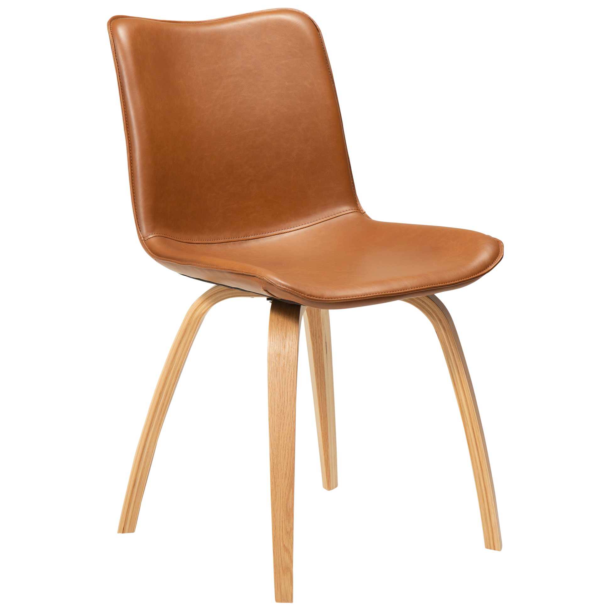 [var:Bezug=Vintage hellbraunes Kunstleder mit Eichenbeinen] GLEE Stuhl