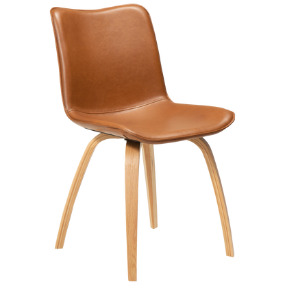 [var:Bezug=Vintage hellbraunes Kunstleder mit Eichenbeinen] GLEE Stuhl