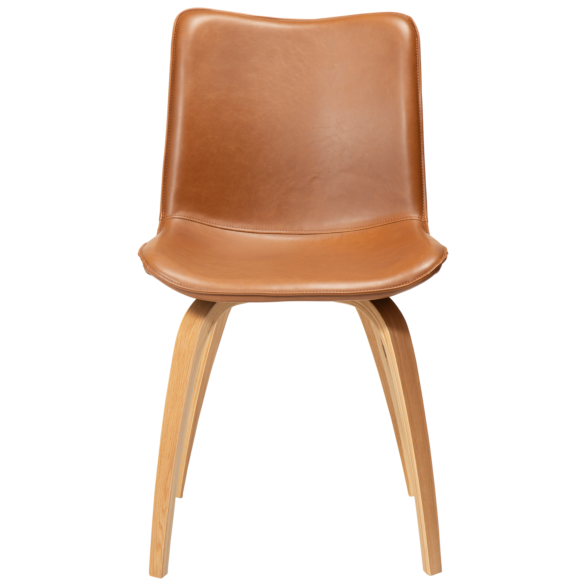 [var:Bezug=Vintage hellbraunes Kunstleder mit Eichenbeinen] GLEE Stuhl