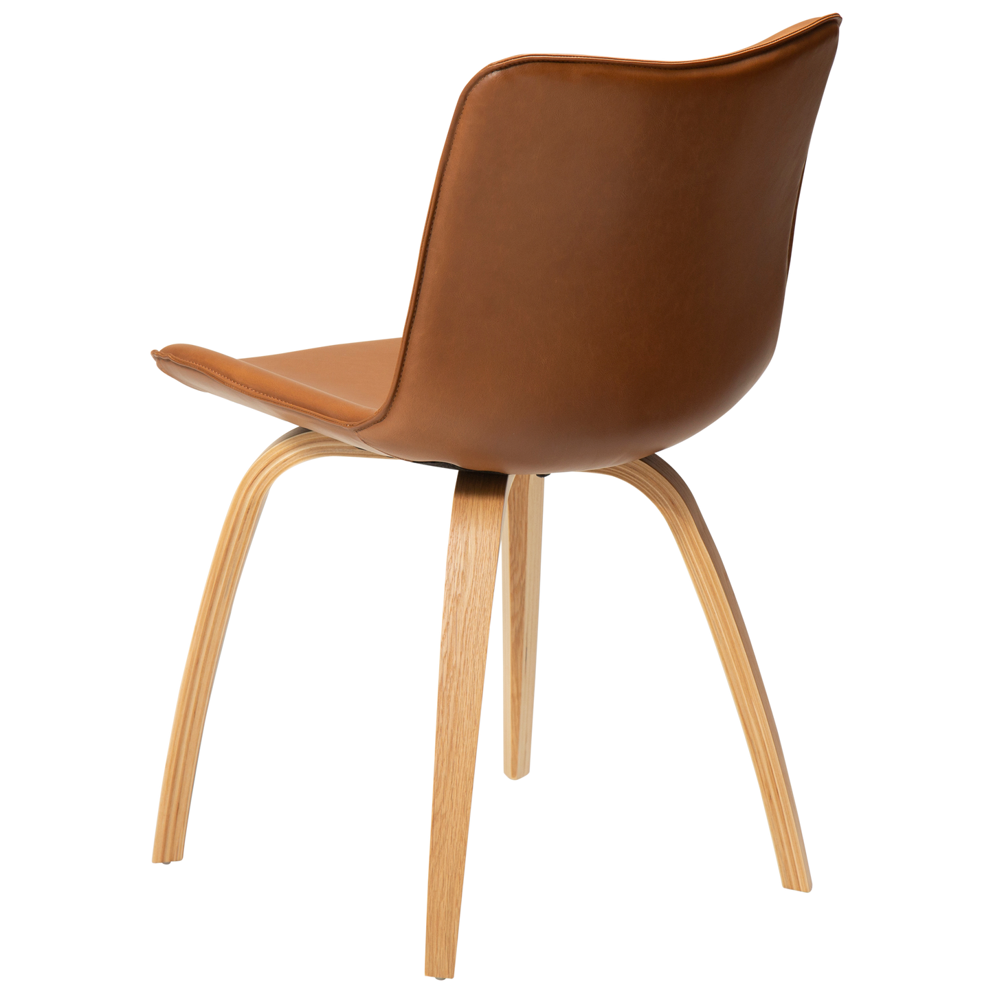 [var:Bezug=Vintage hellbraunes Kunstleder mit Eichenbeinen] GLEE Stuhl