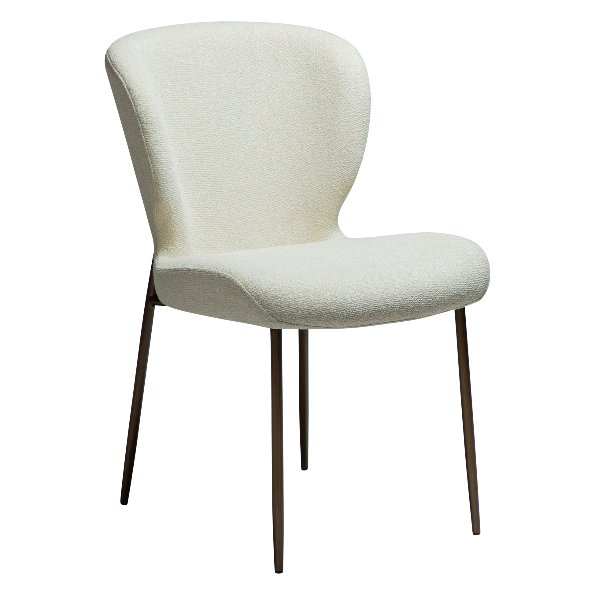 [var:Bezug=Bone weiß Bouclé-Stoff mit antiken Messingbeinen] GLORY Stuhl