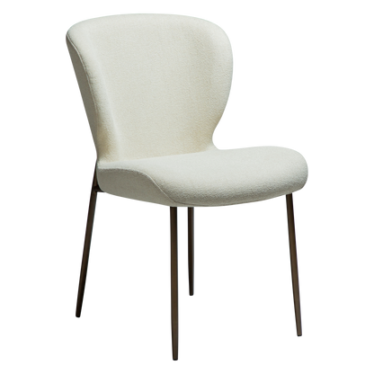 [var:Bezug=Bone weiß Bouclé-Stoff mit antiken Messingbeinen] GLORY Stuhl