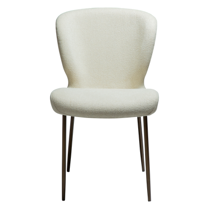 [var:Bezug=Bone weiß Bouclé-Stoff mit antiken Messingbeinen] GLORY Stuhl