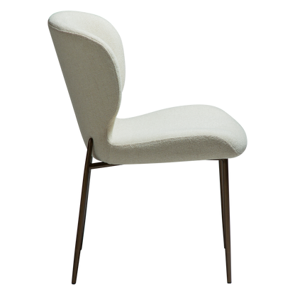 [var:Bezug=Bone weiß Bouclé-Stoff mit antiken Messingbeinen] GLORY Stuhl